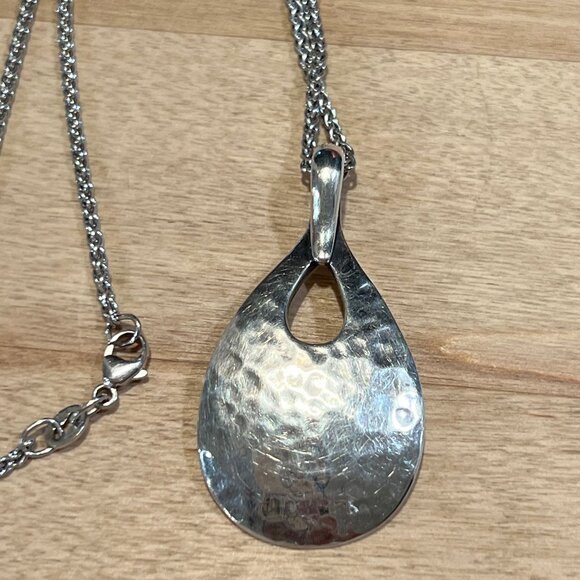 Retired James Avery Hammered Sterling Silver Pendant with Chain 18" - Picture 1 of 4
